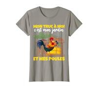 Mon Truc C'est Mon Jardin et Mes Poules - Humour Cadeau T-Shirt, Femme, Ardoise, M
