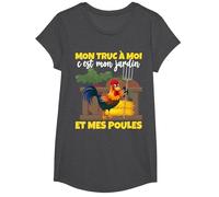 Mon Truc C'est Mon Jardin et Mes Poules - Humour Cadeau T-Shirt, Fille, Chiné Foncé, L