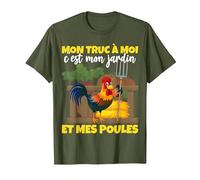 Mon Truc C'est Mon Jardin et Mes Poules - Humour Cadeau T-Shirt, Homme, Olive, 3XL