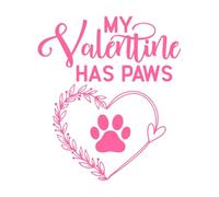 mon Valentin a des pattes et aime les chiens Stickers muraux 42x48.2cm N'abîme pas le mur Rose