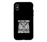 Mon Visage Quand Quelqu'un me Parle Avant Coffee Owl Coque pour iPhone X/XS