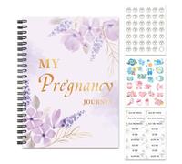Mon voyage de grossesse - 11.22x8.27 poudré de planificateur mère, organisateur à rebours de bébé, journal de souvenir créatif avec ensemble d'autocollants | Livre de mémoire pour la femme maman jalon