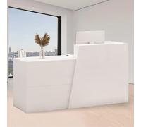 Mon White Bureau de réception avec comptoir avant Sto Chut pour salon de vente au détail, magasin de vêtements, hôtel, bureau, coin gauche, 180 x 42 x 100 cm