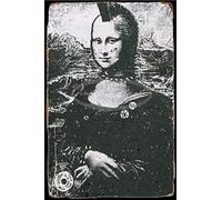 Mona Lisa and Punk Rock Panneaux d’étain Vintage Affiche de métal rétro Plaque de Panneau Mur Art décor 8×12 Pouces