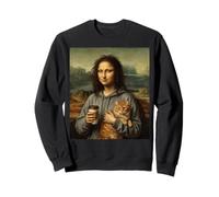 Mona Lisa avec café et Chat Orange Renaissance Art Parodie Sweatshirt