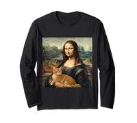 Mona Lisa avec Chat Peinture Classique drôle Art Manche Longue