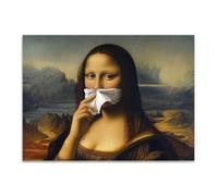 Mona Lisa Bathroom Art Decoration, 11.81x15.75 in Mona Lisa Holding Her Nose Picture Poster Funny Bathroom Wall Art for Home Apartment Hotel Workplace