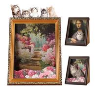Mona Lisa Cat Bed, Mona Lisa Cat Scratcher Bed, Cat Living in Famous Painting, Art 4D Oil Painting Cats Frame Nest for Artist Kitten, Easy Assembly Pet Bed & Home Decor (C)