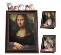 Mona Lisa Cat Bed, Mona Lisa Cat Scratcher Bed, Cat Living in Famous Painting, Art 4D Oil Painting Cats Frame Nest for Artist Kitten, Easy Assembly Pet Bed & Home Decor (A)