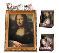 Mona Lisa Cat Bed, Mona Lisa Cat Scratcher Bed, Cat Living in Famous Painting, Art 4D Oil Painting Cats Frame Nest for Artist Kitten, Easy Assembly Pet Bed & Home Decor (B)
