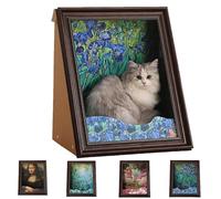 Mona Lisa Cat Bed, Mona Lisa Cat Scratcher Beds, Living in Famous Painting, Famous Art 4D Oil Painting Frame Cardboard Cat House, Easy-to-Assemble (03)