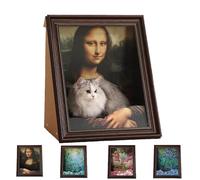 Mona Lisa Cat Bed, Mona Lisa Cat Scratcher Beds, Living in Famous Painting, Famous Art 4D Oil Painting Frame Cardboard Cat House, Easy-to-Assemble (01)