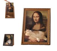 Mona Lisa Cat Scratcher Bed, Art 4D Oil Painting Frame Nest for Kitten,Cat House with Scratcher Vintage Art Picture Frame (1pcs)