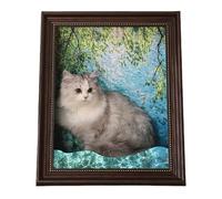Mona Lisa Cat Scratcher Bed, Cat Living in Famous Painting, Art 4D Oil with Arm Front Panel, Easy-to-Assemble Bed Couch Cave Condo Creative Home Decoration (Sparkling Water,One Size)