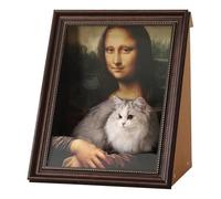 Mona Lisa Cat Scratcher Bed, Cat Living in Famous Painting, Art 4D Oil with Arm Front Panel, Easy-to-Assemble Bed Couch Cave Condo Creative Home Decoration (Mona Lisa,One Size)
