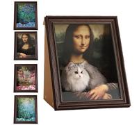 Mona Lisa Cat Scratcher Beds, Living in Famous Painting, Art 4d Oil with Arm Front Panel, Mona Lisa Cat House, Easy-to-Assemble (A)