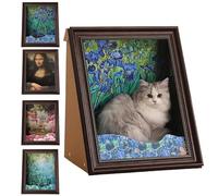 Mona Lisa Cat Scratcher Beds, Living in Famous Painting, Art 4d Oil with Arm Front Panel, Mona Lisa Cat House, Easy-to-Assemble (C)