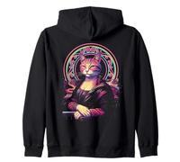 Mona Lisa Chat Vaporwave Parodie drôle rétro Sweat à Capuche