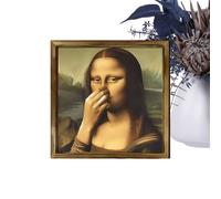 Mona Lisa Décoration murale humoristique en bois pour salle de bain 20 x 20 cm