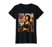 Mona Lisa Drôle Spa Abstrait Art Graphique Professeur T-Shirt Graphique avec Valeur, Femme, Noir, XL