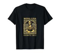 Mona Lisa Enigmatic Smile - Art Moderne T-Shirt Graphique avec Valeur, Homme, Noir, L
