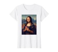 Mona Lisa envoyant des SMS drôles d’Art T-Shirt Graphique avec Valeur