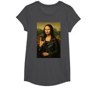 Mona Lisa, Groupe de Rock drôle, Heavy Metal Art T-Shirt, Fille, Chiné Foncé, S