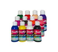MONA LISA Lot de 12 peintures acryliques 110 ml pour enfants Couleurs couvrantes pour toile, pouring, papier, bois, carton à peindre, pierre, métal, etc. 12 x 110 ml