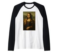 Mona Lisa Manger Donut Drôle Dessert Vintage Art Manche Raglan