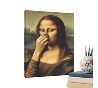 Mona Lisa Parody Bathroom Wall Art - Affiche Vintage Drôle « Holding Nose » | Décor D’humour De Toilette Inspiré De Léonard De | Impression Sur Bois Et Papier 30x40cm Pour La Décoration Intérieu