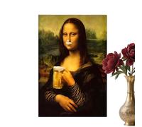 Mona Lisa Parody Bathroom Wall Art - Affiche Vintage Drôle « Holding Nose » | Décor D’humour De Toilette Inspiré De Léonard De | Impression Sur Bois Et Papier 30x40cm Pour La Décoration Intérieu