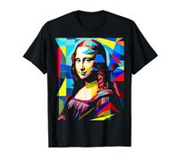 Mona Lisa Polygon Art Femmes Motif coloré Mona Lisa T-Shirt