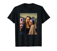 Mona Lisa Selfie with Girl Pearl Earring Funny Art T-Shirt Graphique avec Valeur