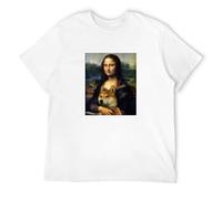 Mona Lisa Shiba Inu Doge Loose Men T Shirt Summer T-Shirt Fitness Casual Short Sleeve Tee Shirt Cotton Cool Fitness Tops White S