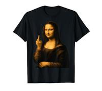 Mona Lisa Showing Middle Finger Funny Sarcastic Graphic T-Shirt Graphique avec Valeur, Homme, Noir, S