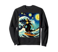 Mona Lisa Surf Great Wave Nuit étoilée Art Fusion Drôle Sweatshirt