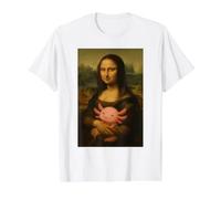 Mona Lisa Tenant bébé Axolotl Funny Da Vinci Peinture T-Shirt Graphique avec Valeur, Homme, Blanc, XL