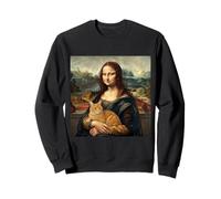 Mona Lisa Tenant Un Chat tigré Renaissance Art Parodie Sweatshirt