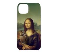 Mona Lisa Tenant Une Chouette majestueuse Art Classique Parodie Peinture Coque pour iPhone 15 Plus