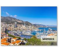 Monaco, Monaco - - Aperçu du port de Port Hercule avec le circuit du Grand Prix en cours de construction, design 1, aimant de réfrigérateur