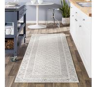 Monaco Tapis Géométrique Scandinave - Grand Tapis Salon,Salle À Manger,Chambre,Cuisine - Design Boheme Chic,Berbere Moderne,Poil Court 80x220 Cm - Gris,Beige