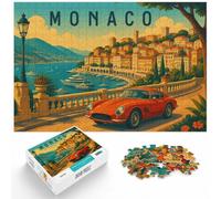 Monaco Travel Poster - Luxury Riviera with Ca Puzzle, 1000 pièces | Pour les soirées calmes sans écran : ce puzzle pour adultes de 1000 pièces offre une pause loin des écrans.