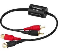 MONACOR Filtre de séparation de masse professionnel FGA-40MF, petit modèle, pour éviter les interférences de signal et les boucles de bourdonnement, 2 prises RCA et 2 fiches, noir, 21.3050