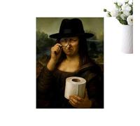 Monalisa Bathroom Art - Renaissance Parody, 30X40cm Canvas Artwork Picture, Whimsical Portrait | Canvas Satire Artistic Caricature Giggle Gallery Piece Amusing Mona Lisa Fun Wall Art for Washroom