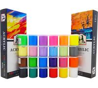 Monalisa Lot de 24 peintures acryliques pour enfants 22 ml chacune, 12 peintures acryliques, 6 couleurs fluorescentes, 6 craies de craie au pastel Chalky, opaques, lumineuses