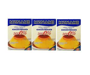 Monami Crème Caramel Poudre Mix & Liquid Zero% sans sucre ajouté - 3 paquets de 110 g