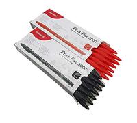 monami Plus Pen 3000 Lot de 24 stylos de couleur non permanents à encre à base d'eau (12 noir + 12 rouges)