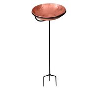 Monarch Abode Mangeoire à Oiseaux en cuivre Pur martelé à la Main avec Support en Fer, Support en Fer Amovible de 86,4 cm, Bain d'oiseaux et mangeoire à Oiseaux pour Jardin, Cour, Patio et terrasse