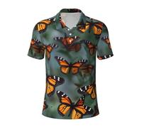Monarch Butterflies Polo à manches courtes pour homme, évacuation de l'humidité, séchage rapide, performance à manches courtes pour le golf et le tennis, noir, Taille 4XL