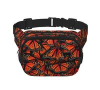 Monarch Butterflies. Sac banane double couche avec imprimé carré unisexe pour voyage, entraînement, noir, One Size
